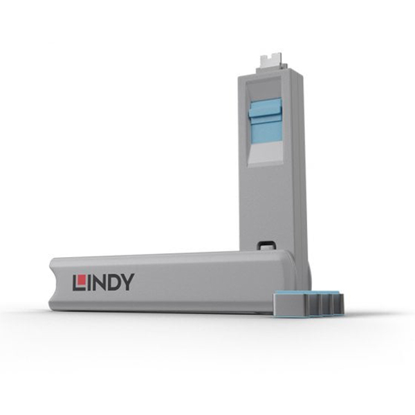 Lindy USB Type C Port Blocker Key - Pack of 4 Blockers - Blue